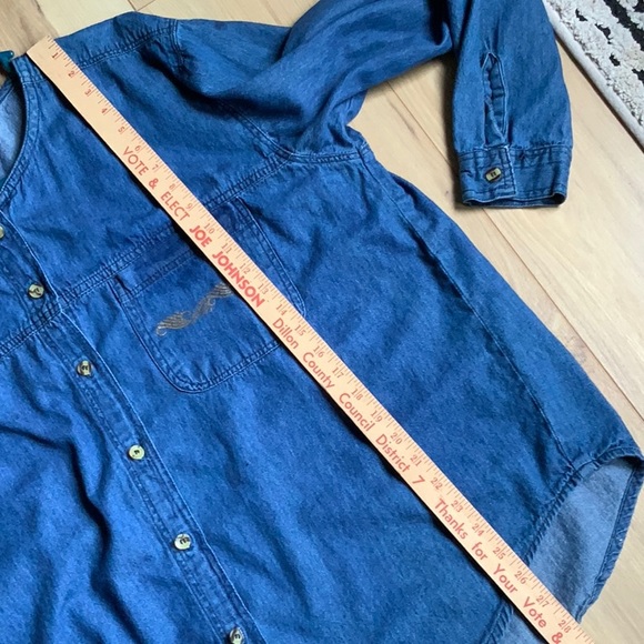 Denim lightweight denim top long sleeve 3X - Picture 3 of 6